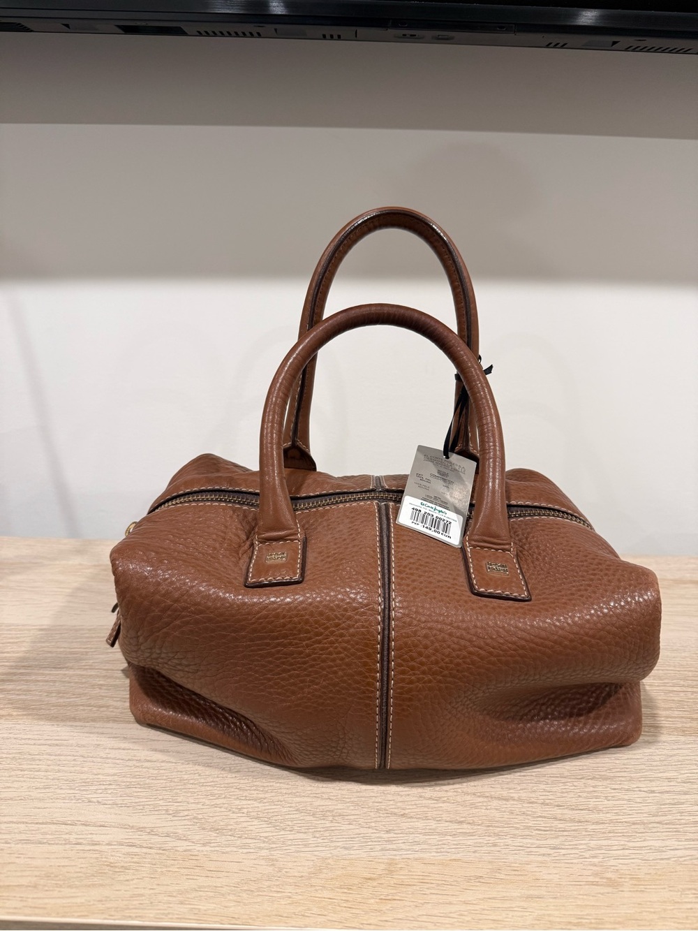 NWT Brown Pebbled Leather Satchel Bag “Nicole” El Corte Inglés Spain